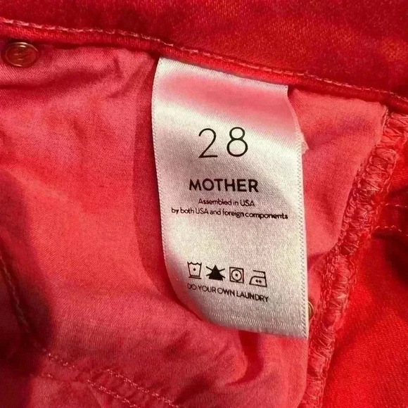Mother the stunner ankle fray play date denim jeans in tomato red size 28 - Picture 13 of 15